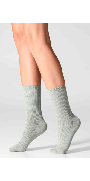 Cotton socks long for women Legs G19 Cotton rib dots (2 pack) green/yellow-image