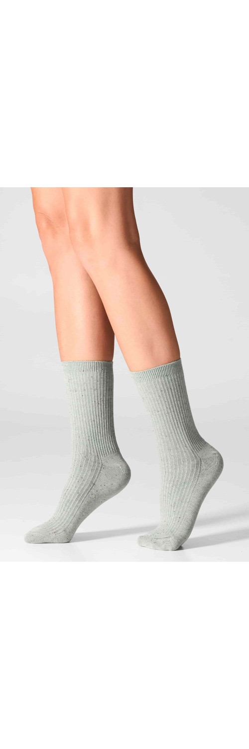 Cotton socks long for women Legs G19 Cotton rib dots (2 pack) green/yellow  36-41-1