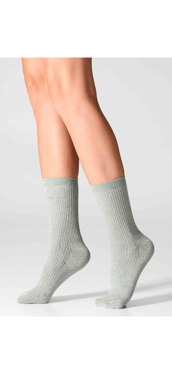 Cotton socks long for women Legs G19 Cotton rib dots (2 pack) green/yellow-image