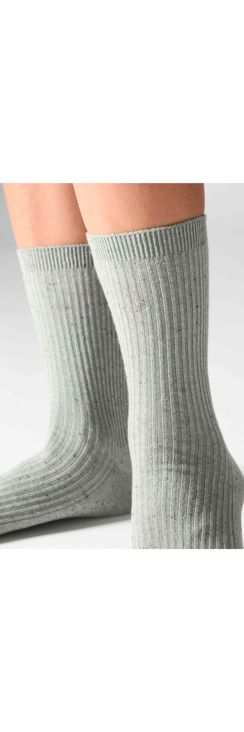 Cotton socks long for women Legs G19 Cotton rib dots (2 pack) green/yellow  36-41-2