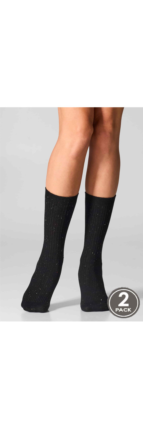 Cotton socks long for women Legs G19 Cotton rib dots (2 pack) nero/light grey  36-41-0
