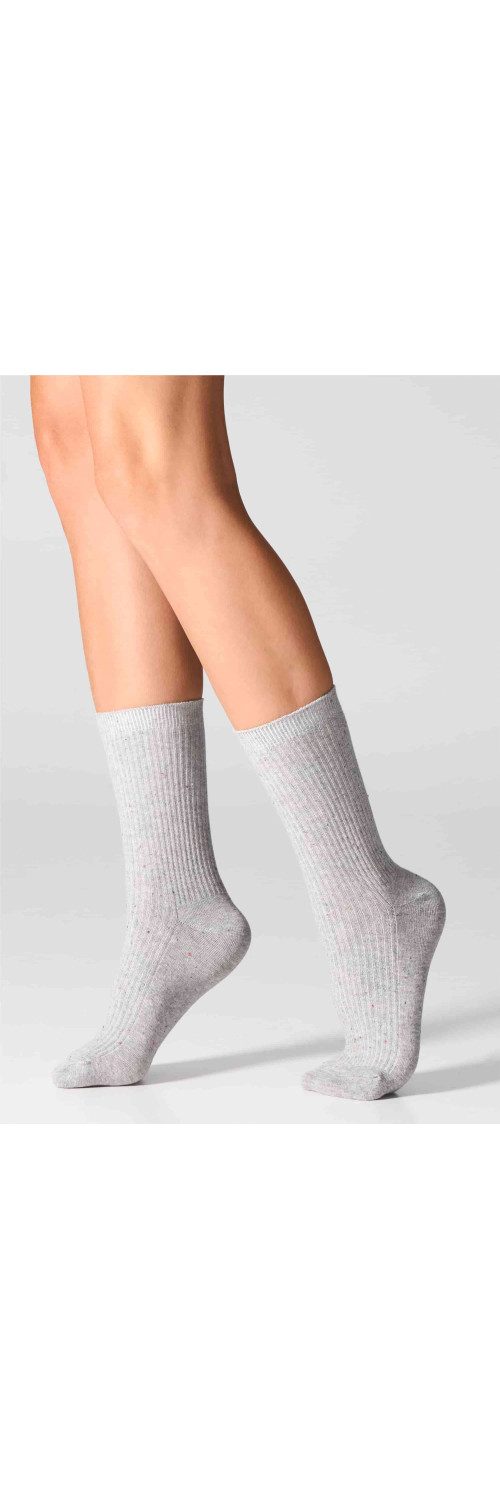 Cotton socks long for women Legs G19 Cotton rib dots (2 pack) nero/light grey  36-41-1