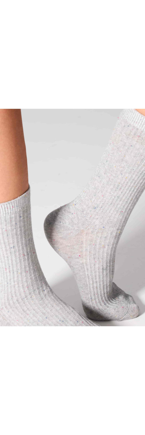Cotton socks long for women Legs G19 Cotton rib dots (2 pack) nero/light grey  36-41-2