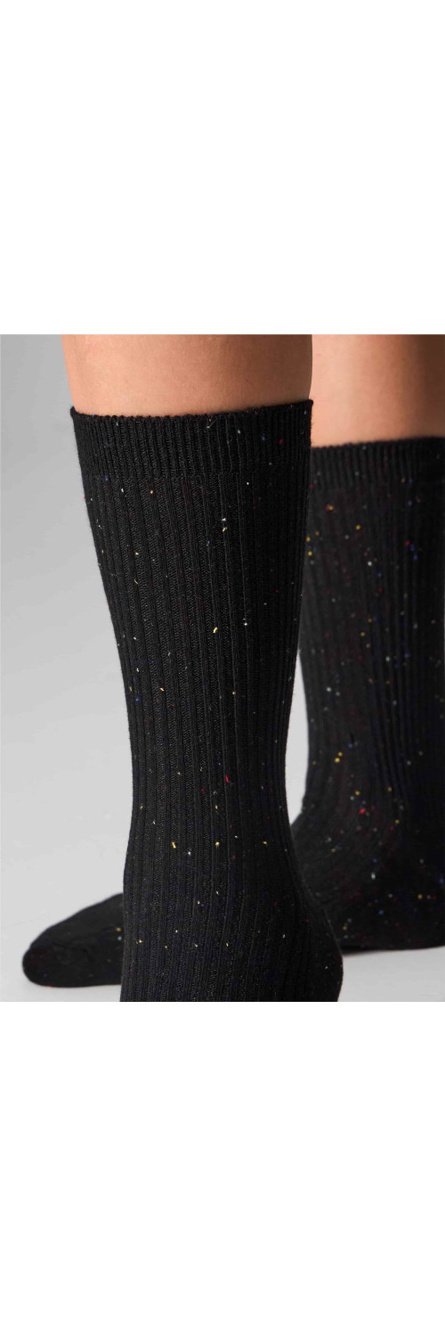 Cotton socks long for women Legs G19 Cotton rib dots (2 pack) nero/light grey  36-41-3