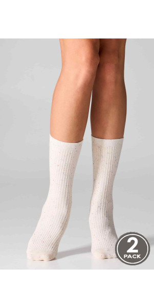 Cotton socks long for women Legs G19 Cotton rib dots (2 pack) milk/sky-image