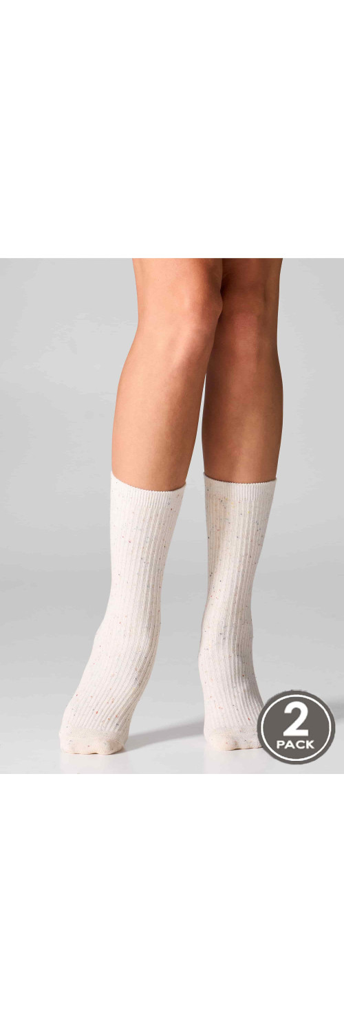 Cotton socks long for women Legs G19 Cotton rib dots (2 pack) milk/sky  36-41-0