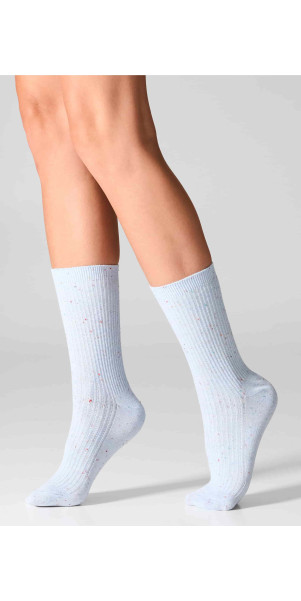 Cotton socks long for women Legs G19 Cotton rib dots (2 pack) milk/sky-image