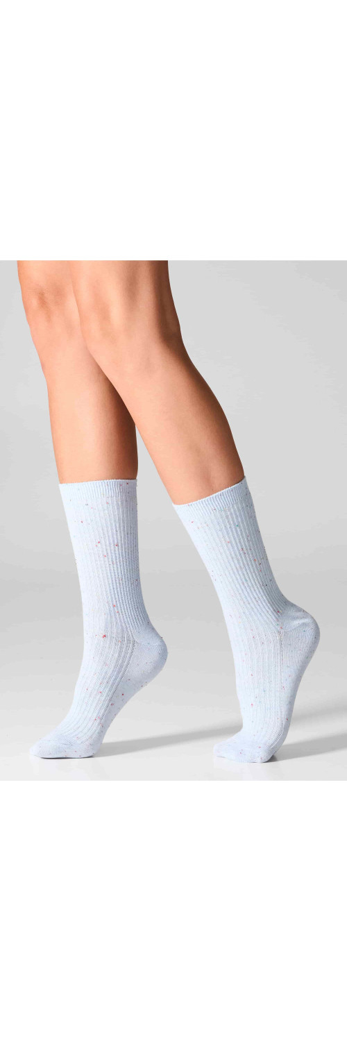 Cotton socks long for women Legs G19 Cotton rib dots (2 pack) milk/sky  36-41-1