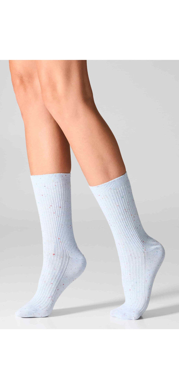 Cotton socks long for women Legs G19 Cotton rib dots (2 pack) milk/sky-image