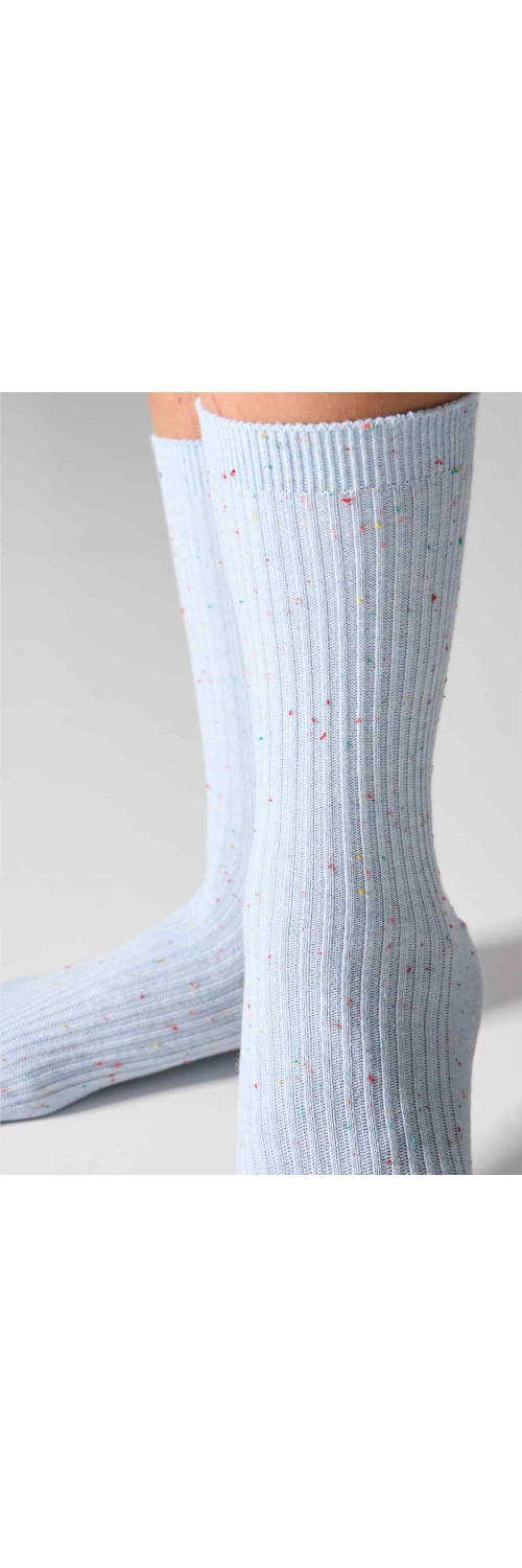 Cotton socks long for women Legs G19 Cotton rib dots (2 pack) milk/sky  36-41-2