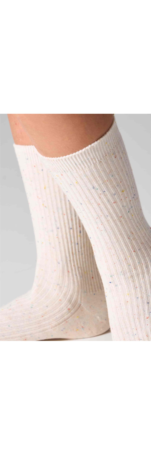 Cotton socks long for women Legs G19 Cotton rib dots (2 pack) milk/sky  36-41-3