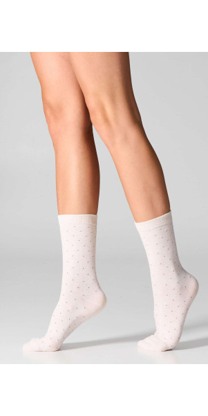 Cotton socks long for women Legs G20 Cotton stripes dots (2 pack) milk/beige-image