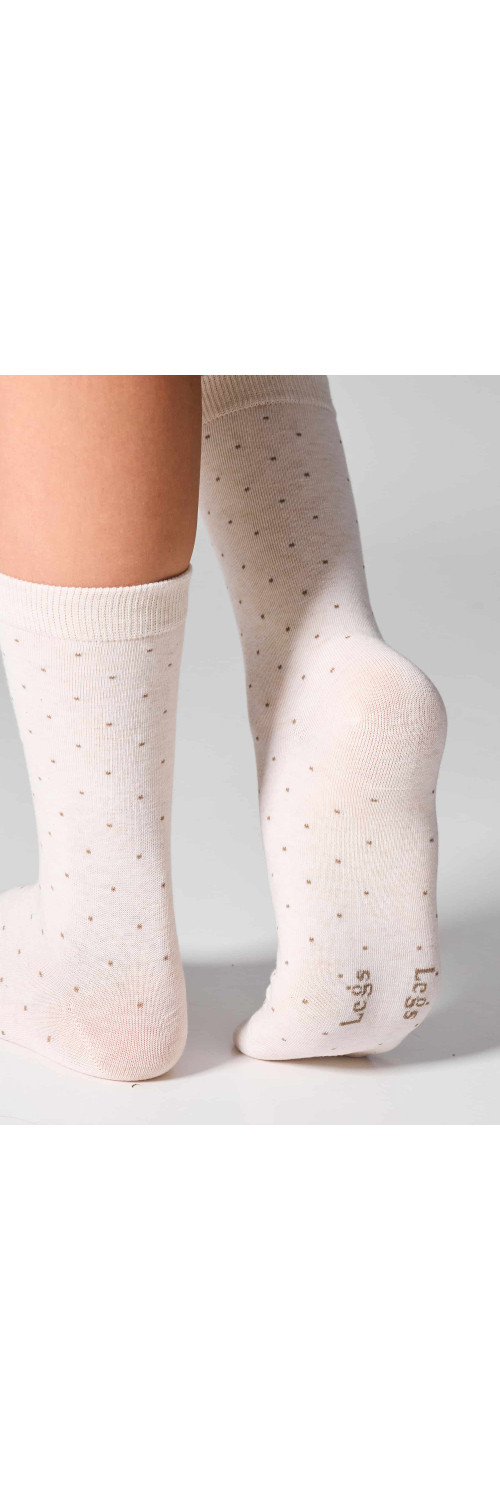 Cotton socks long for women Legs G20 Cotton stripes dots (2 pack) milk/beige  36-41-2