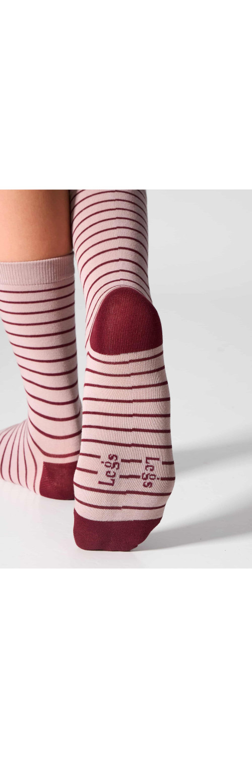 Cotton socks long for women Legs G20 Cotton stripes dots (2 pack) burgund/taupe  36-41-2