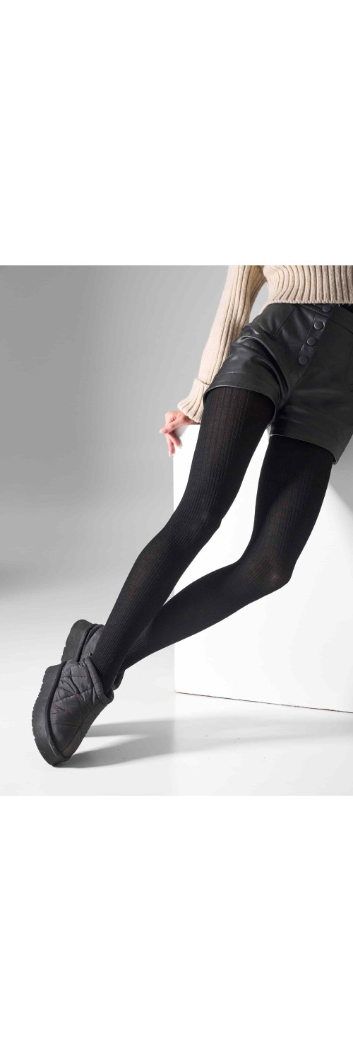 Patterned tights for women Legs L2010 Wool merino nero  5-1