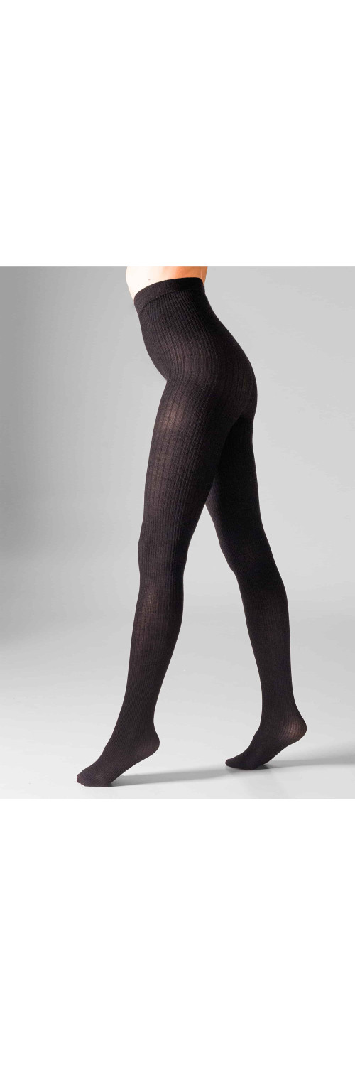 Patterned tights for women Legs L2010 Wool merino brown melange  1/2-0