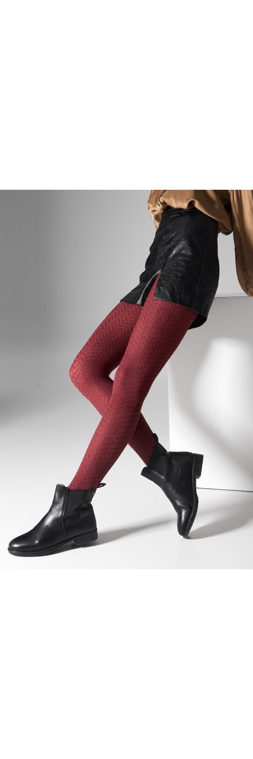 Patterned tights for women Legs L2011 Cashmere viscosa burgund  1/2-0