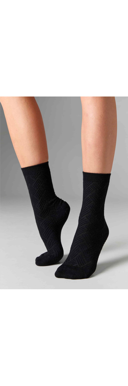 Women's wool socks long for women Legs W36 Wool herrigbone (2пари) nero  36-41-2