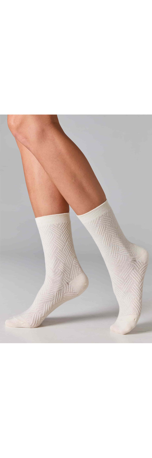 Women's wool socks long for women Legs W36 Wool herrigbone (2пари) milk  36-41-0