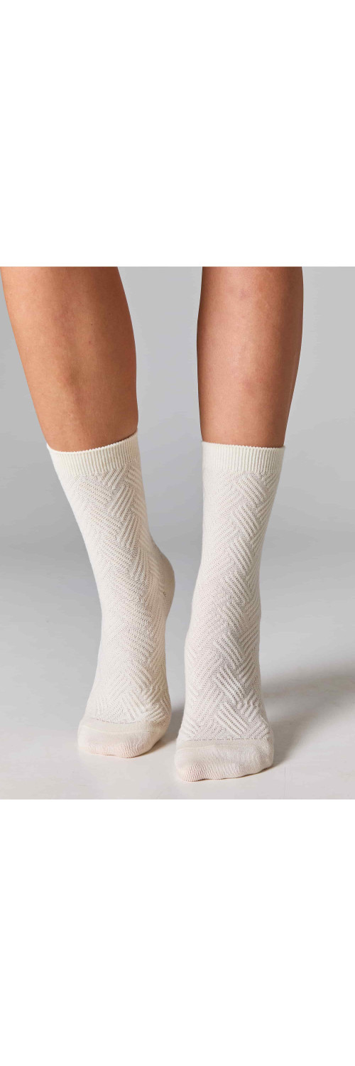 Women's wool socks long for women Legs W36 Wool herrigbone (2пари) milk  36-41-1