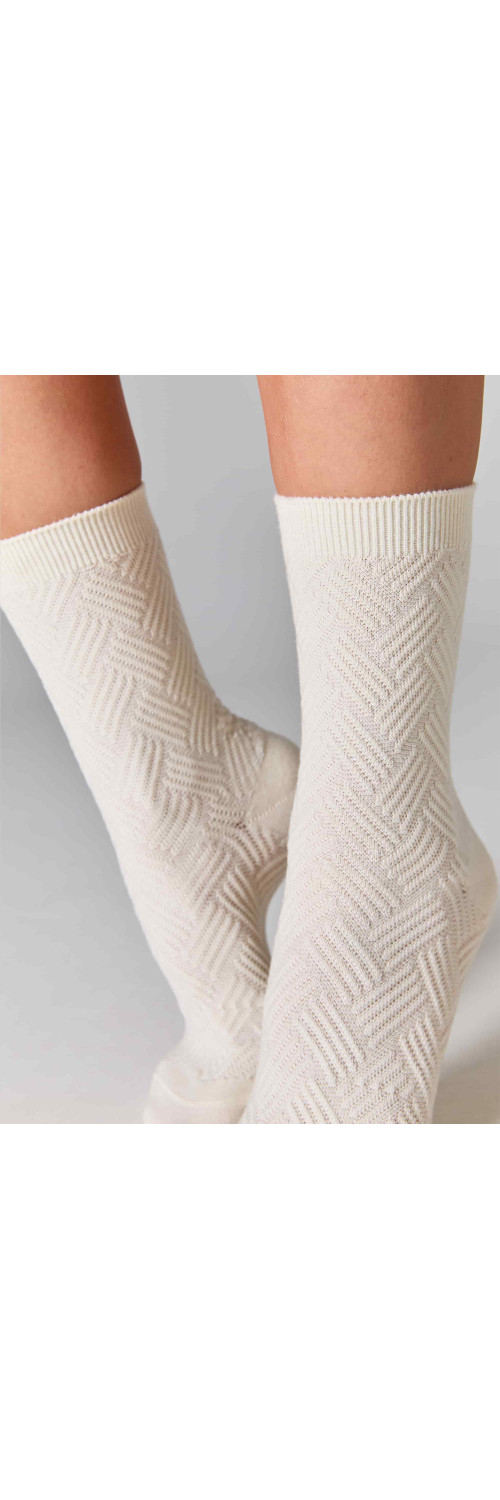 Women's wool socks long for women Legs W36 Wool herrigbone (2пари) milk  36-41-2