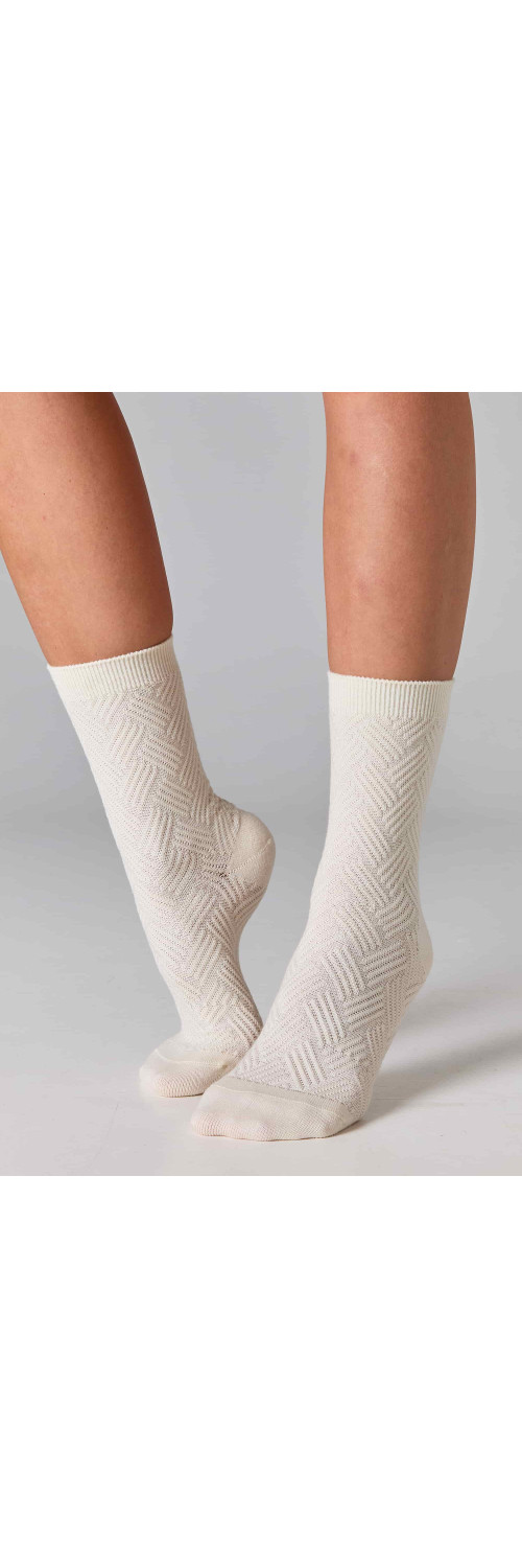 Women's wool socks long for women Legs W36 Wool herrigbone (2пари) milk  36-41-3