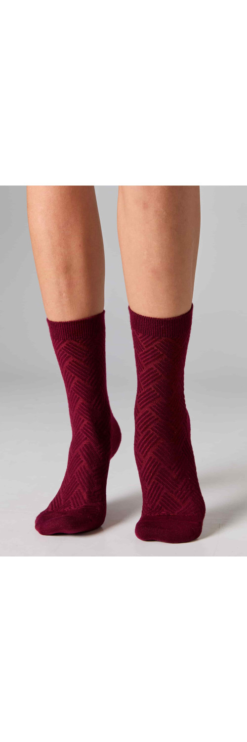 Women's wool socks long for women Legs W36 Wool herrigbone (2пари) bordo/rose  36-41-1