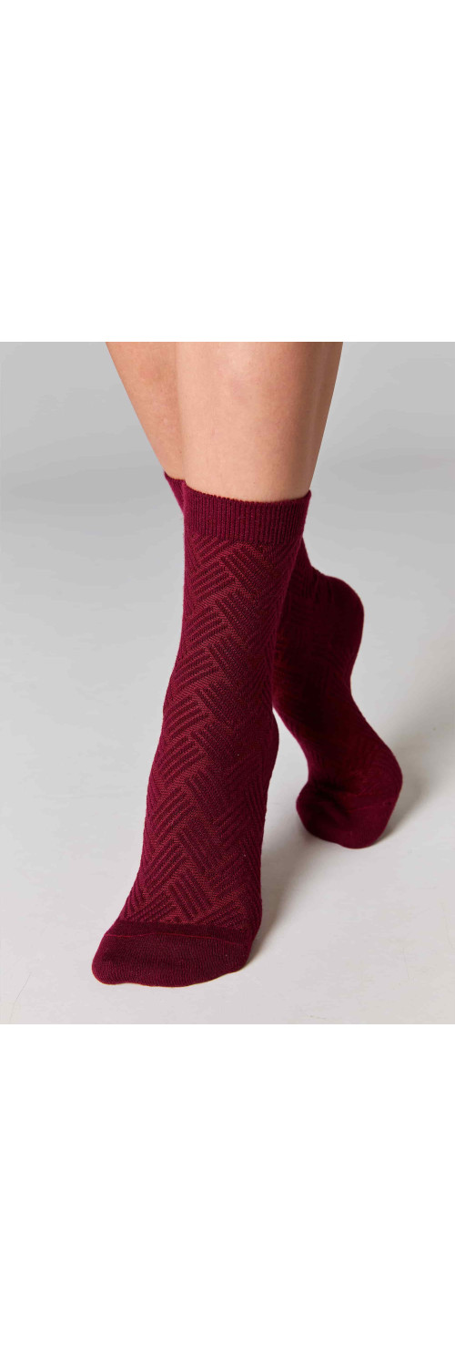 Women's wool socks long for women Legs W36 Wool herrigbone (2пари) bordo/rose  36-41-2