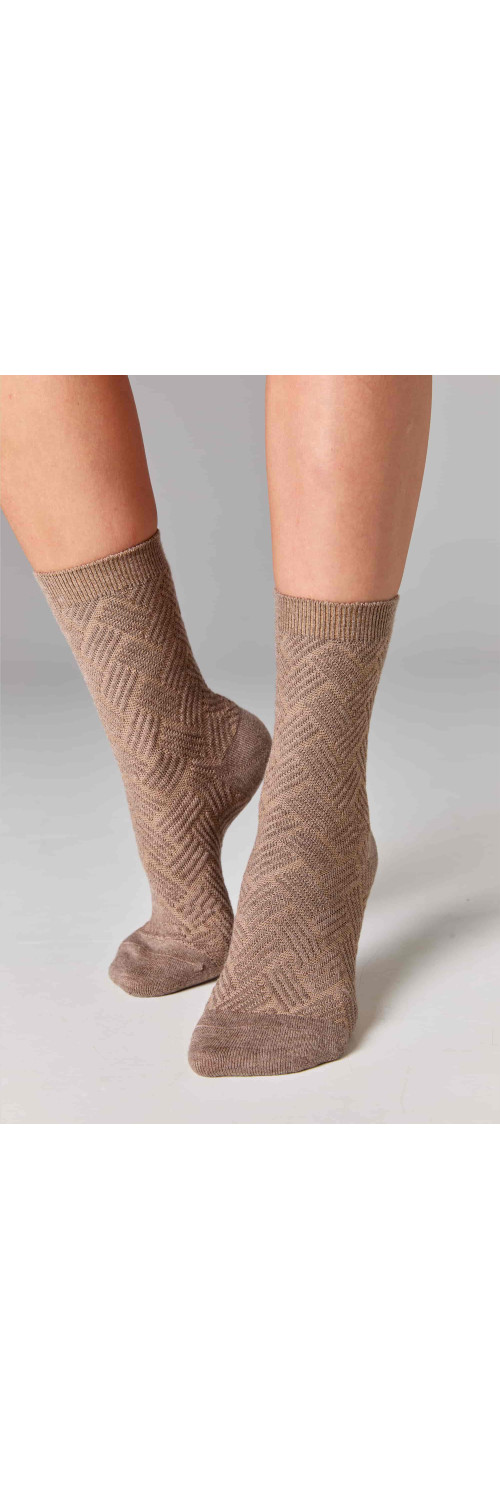 Women's wool socks long for women Legs W36 Wool herrigbone (2пари) cream/latte  36-41-0