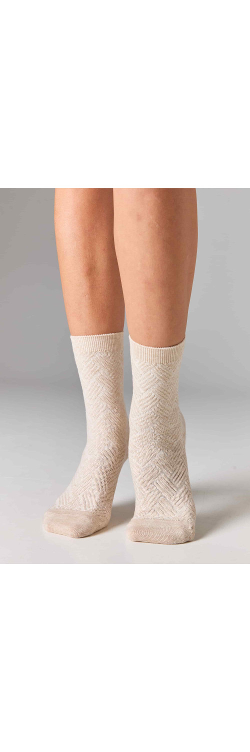 Women's wool socks long for women Legs W36 Wool herrigbone (2пари) cream/latte  36-41-1