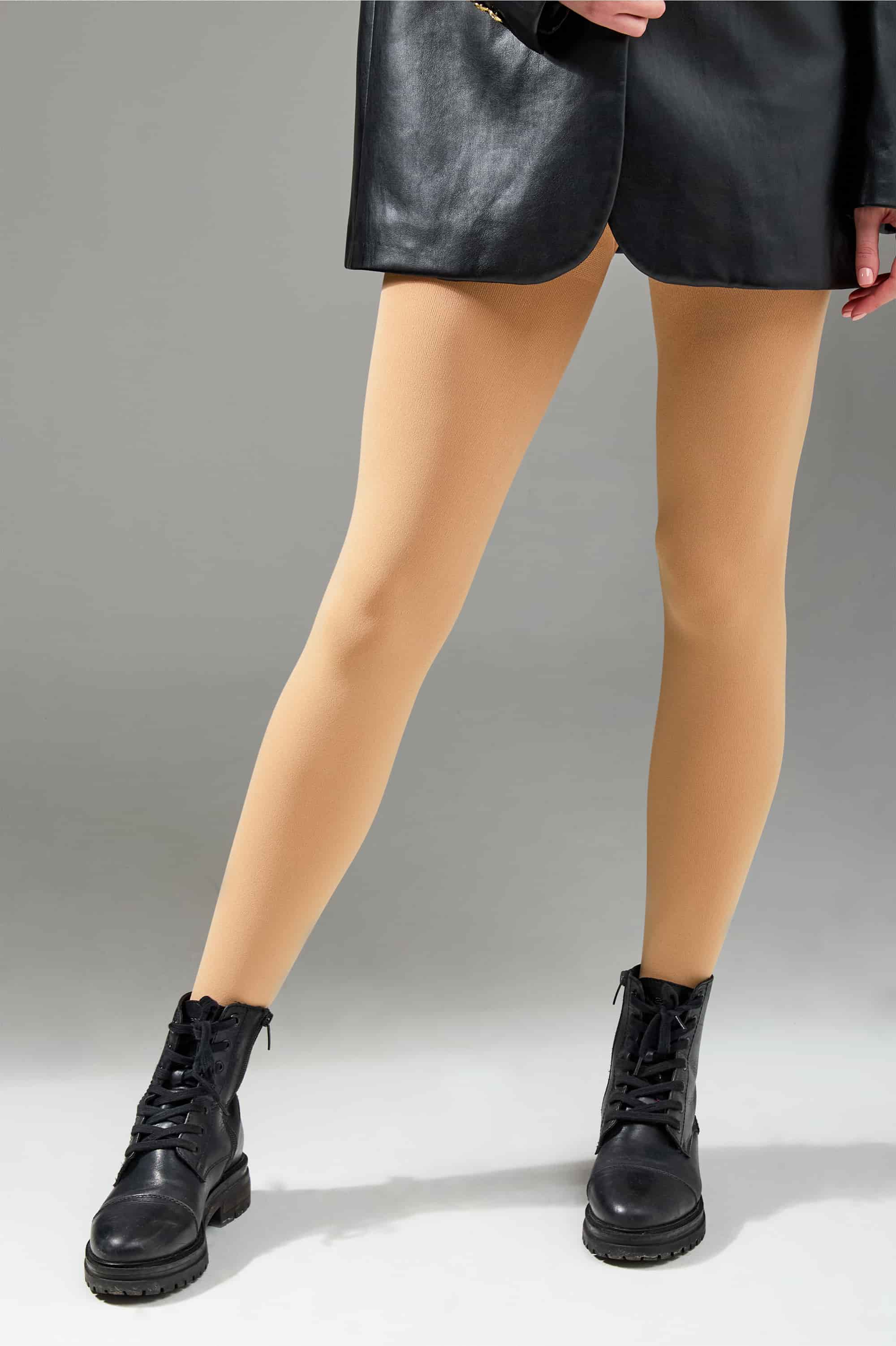 Microfiber tights standard fit,without shorts for women Legs 662 Fleece 250 250 den nude-image