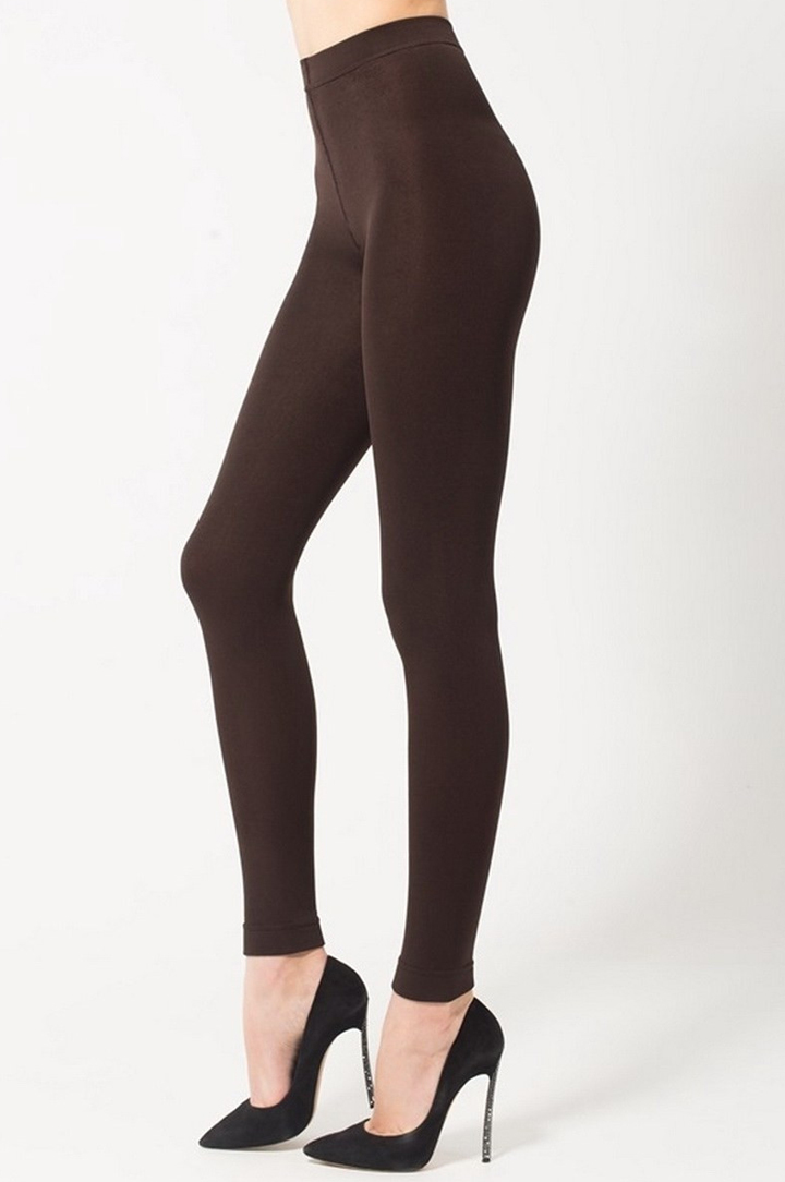 Warm leggings for women Legs 663 Fleece leggings 250 250 den brown-image