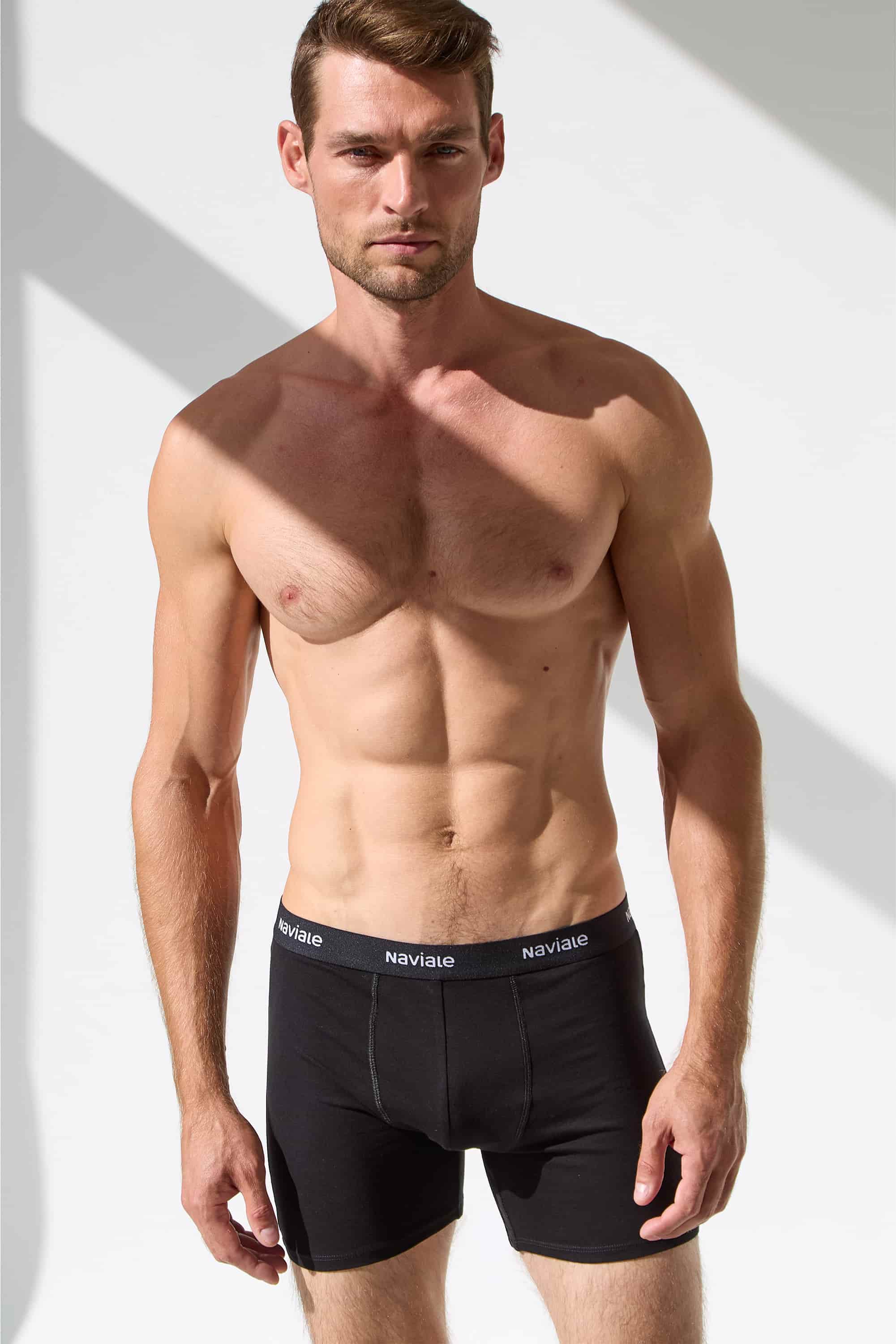 Underpants boxer long for men Naviale MU232-01 Alpha (2 pack) black/dark grey melange-image