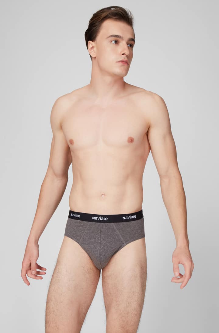 Underpants slips for men Naviale MU202-01 (2 pack) black/dark grey melange-image