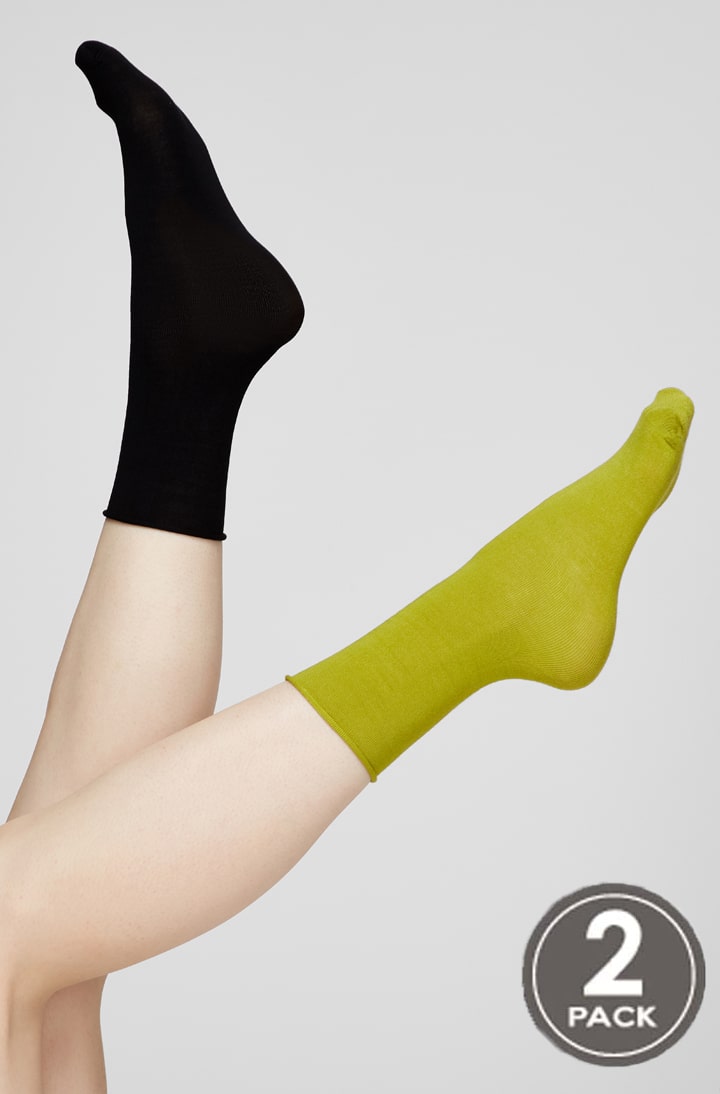 Шкарпетки з бамбука довгі для жінок Legs G05 Socks bamboo (2 пари) чорний/зелений-image