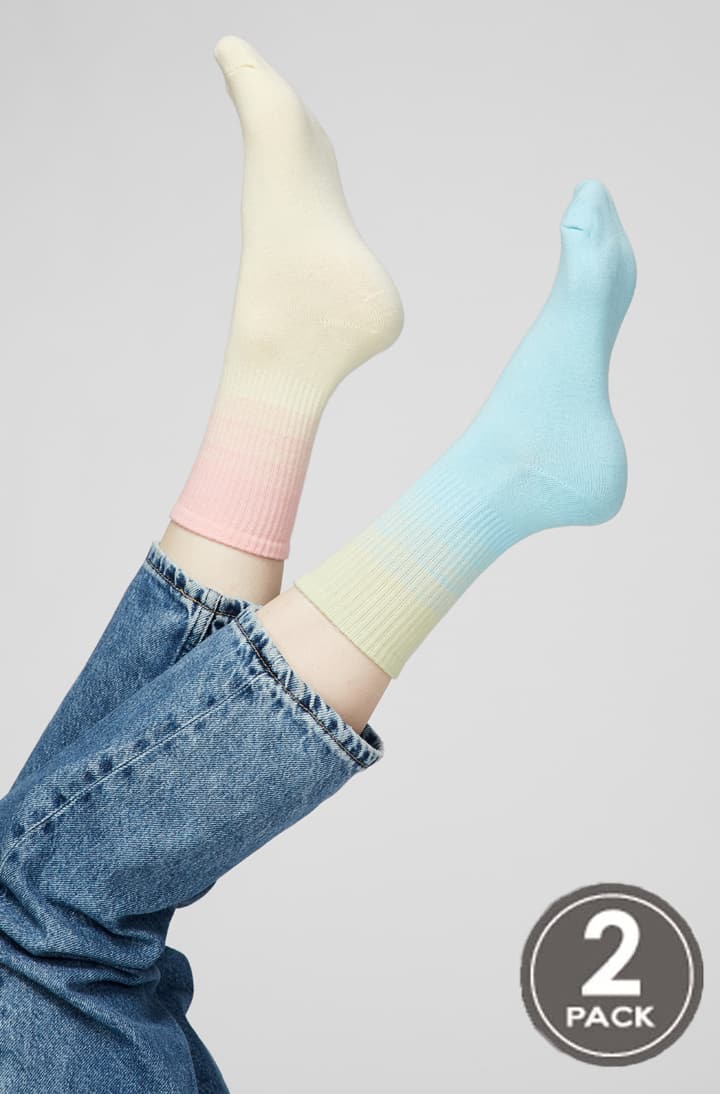 Шкарпетки бавовняні довгі для жінок Legs G06 Socks cotton ambre (2 пари) жовтий/скай-image