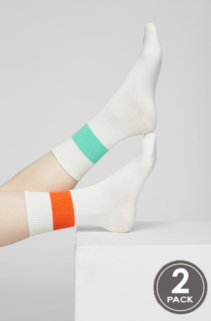 Шкарпетки бавовняні довгі для жінок Legs G07 Socks cotton line (2 пари) оранж/зелений-image