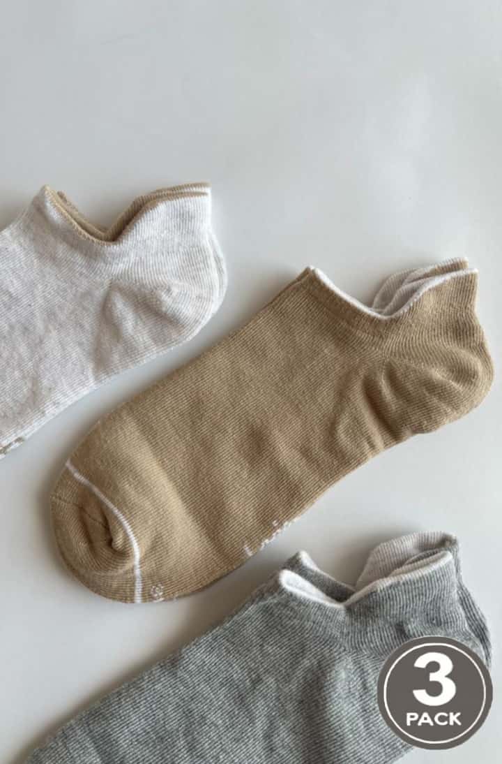 Cotton socks unisex Legs U05 Socks cotton low (3 pack) grey/melange/beige-image