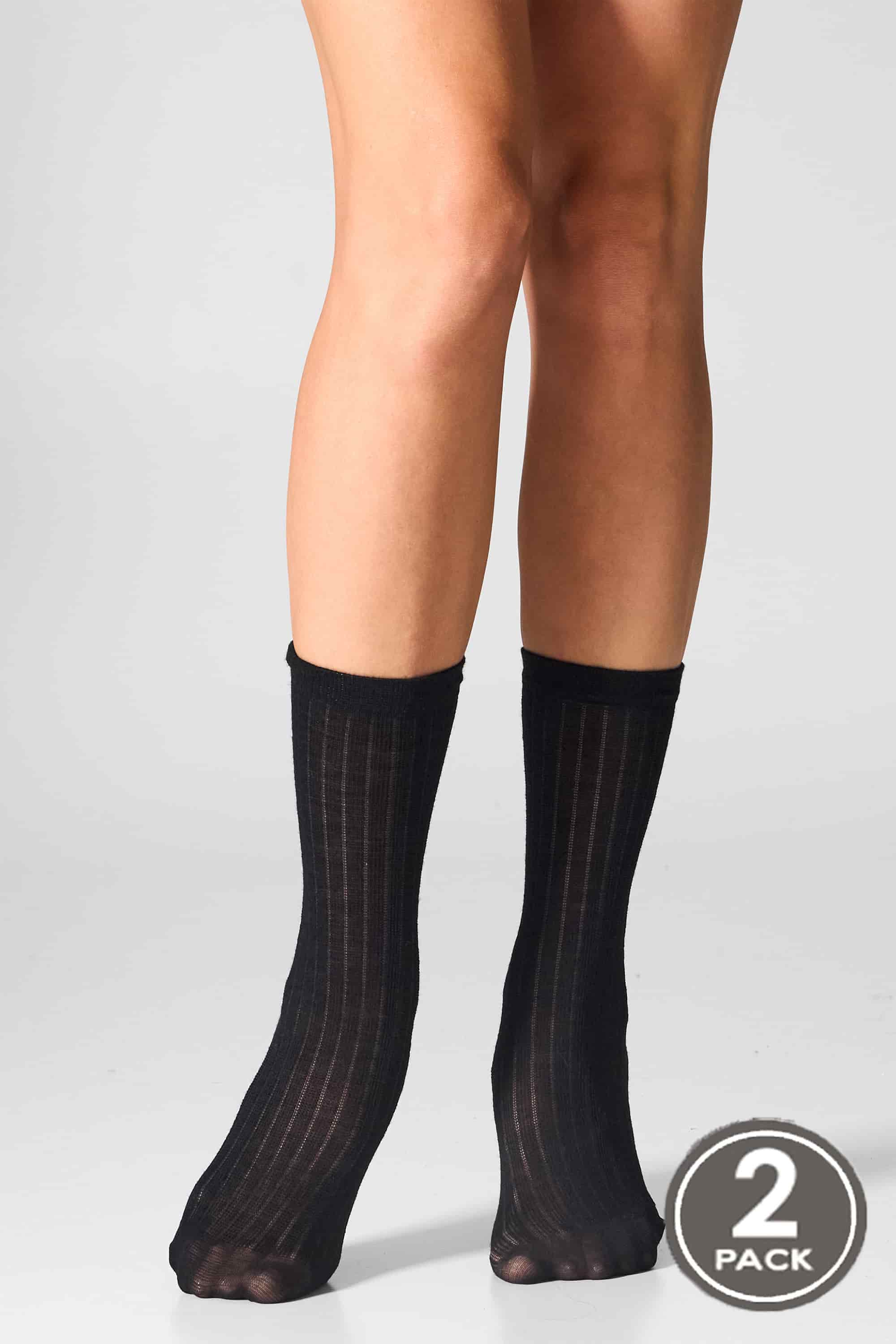Шкарпетки вовняні довгі для жінок Legs W12 Socks wool merino (2 пари) чорний-image