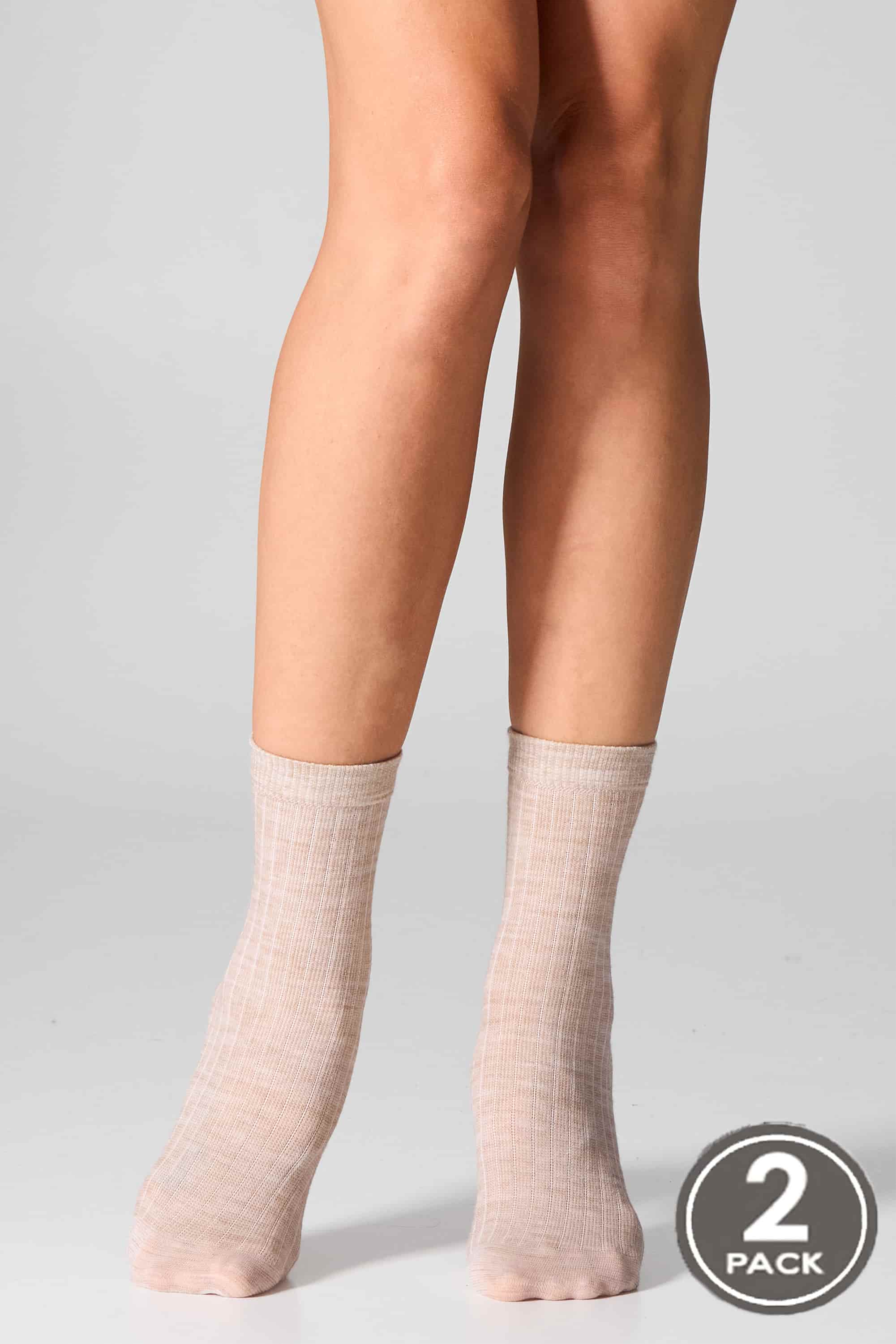 Шкарпетки вовняні довгі для жінок Legs W12 Socks wool merino (2 пари) беж меланж-image