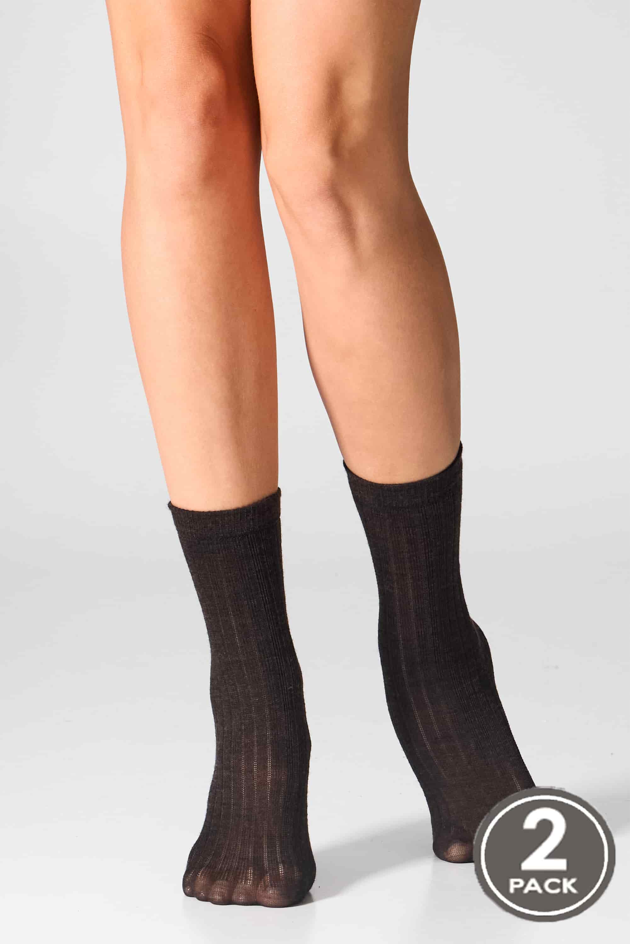 Шкарпетки вовняні довгі для жінок Legs W12 Socks wool merino (2 пари) браун меланж-image