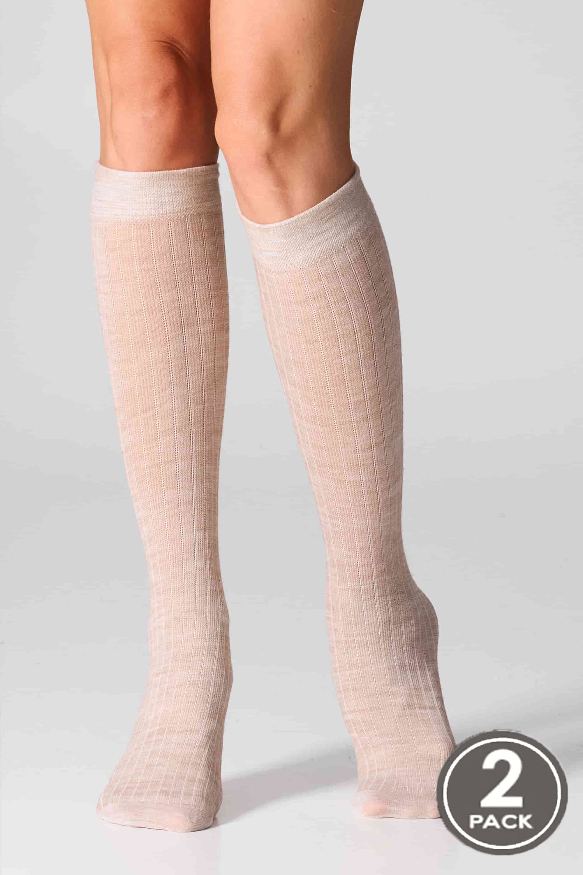 Гольфиі вовняні для жінок Legs KW22 Knee high wool merino (2 пари) беж меланж-image