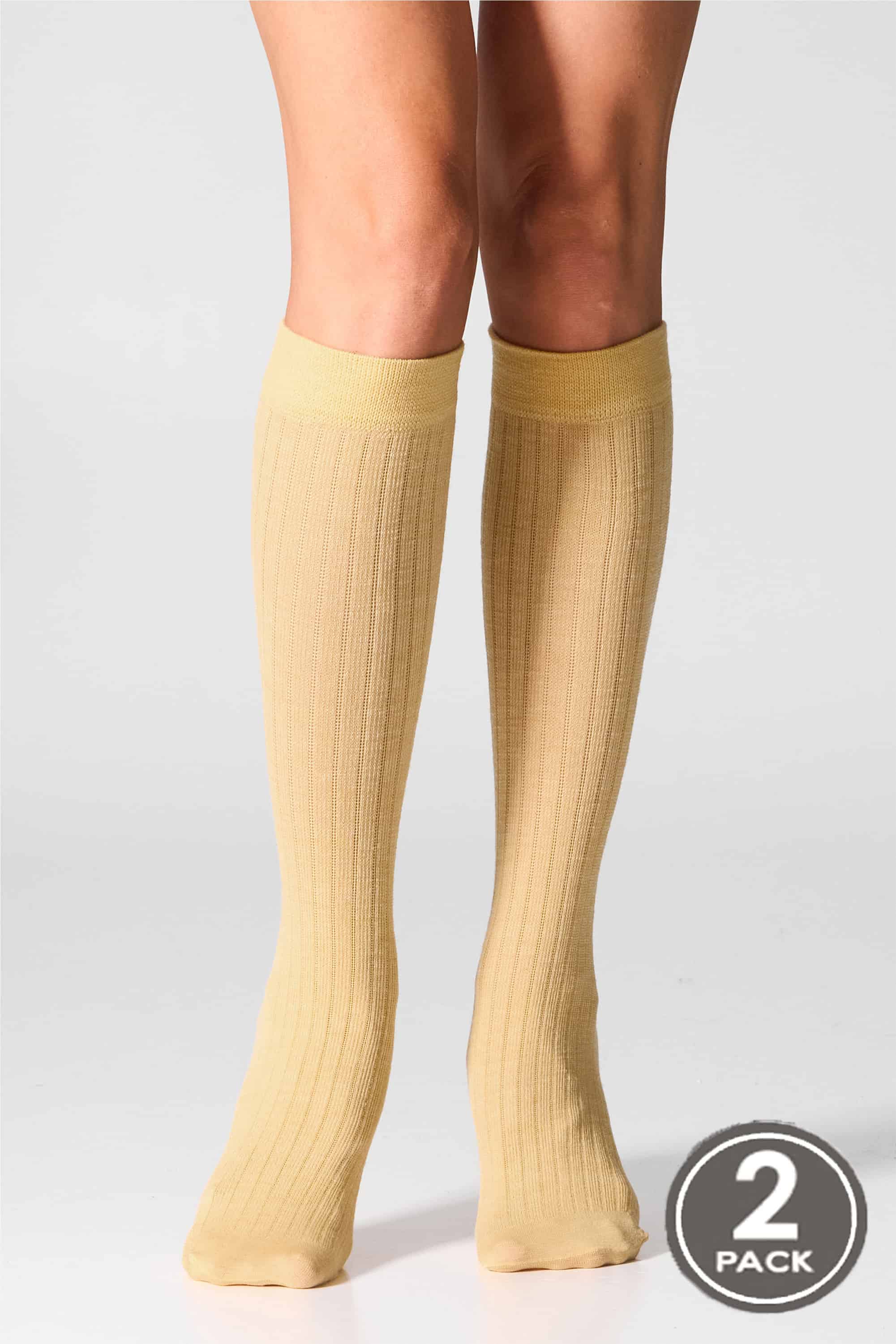 Wool knee highs for women Legs KW22 Knee high wool merino (2 pack) pine/pumpkin-image