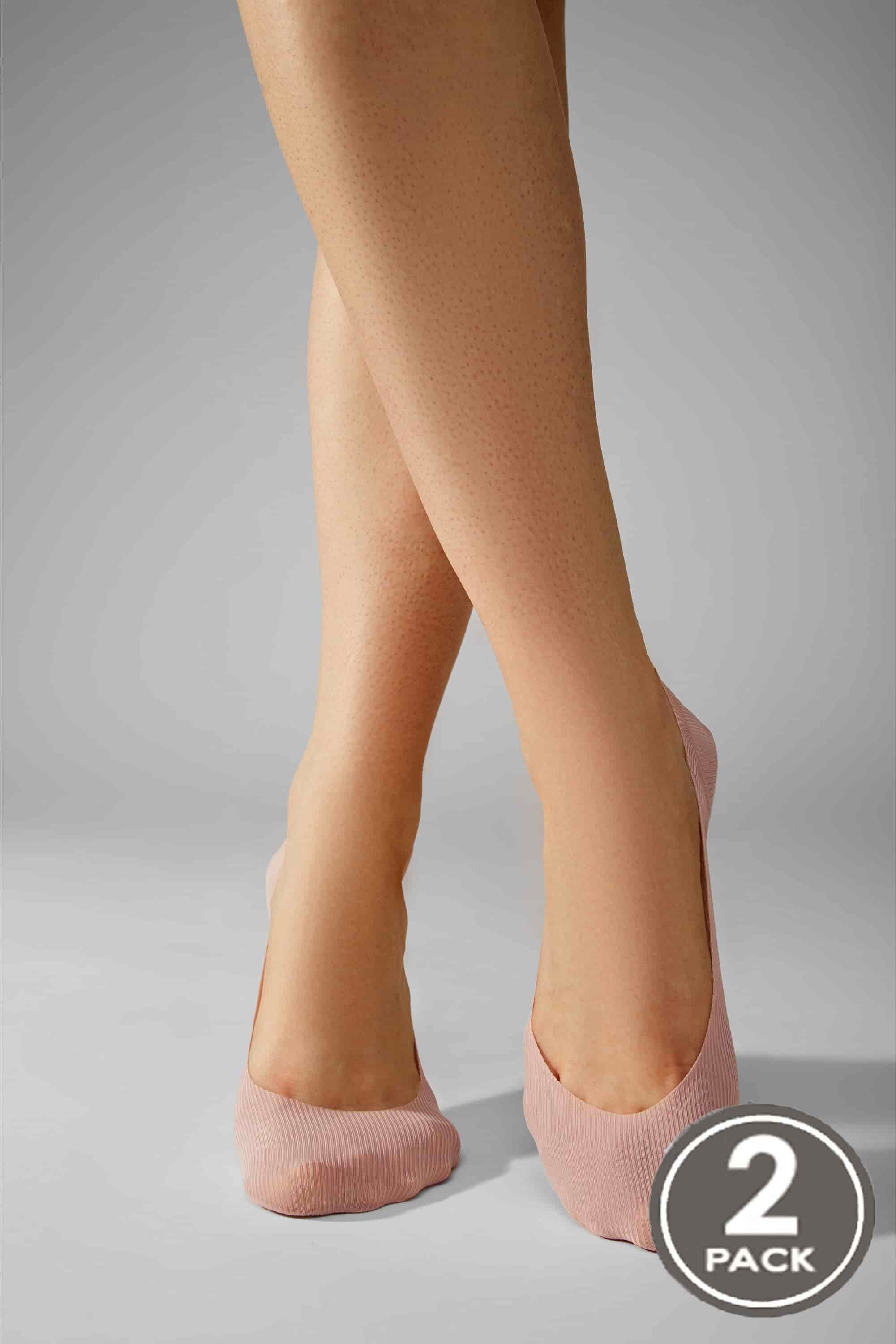 Invisible socks for women Legs 730 Laser cut rib silicone (2 пари) (2 pack) peach/pistache-image