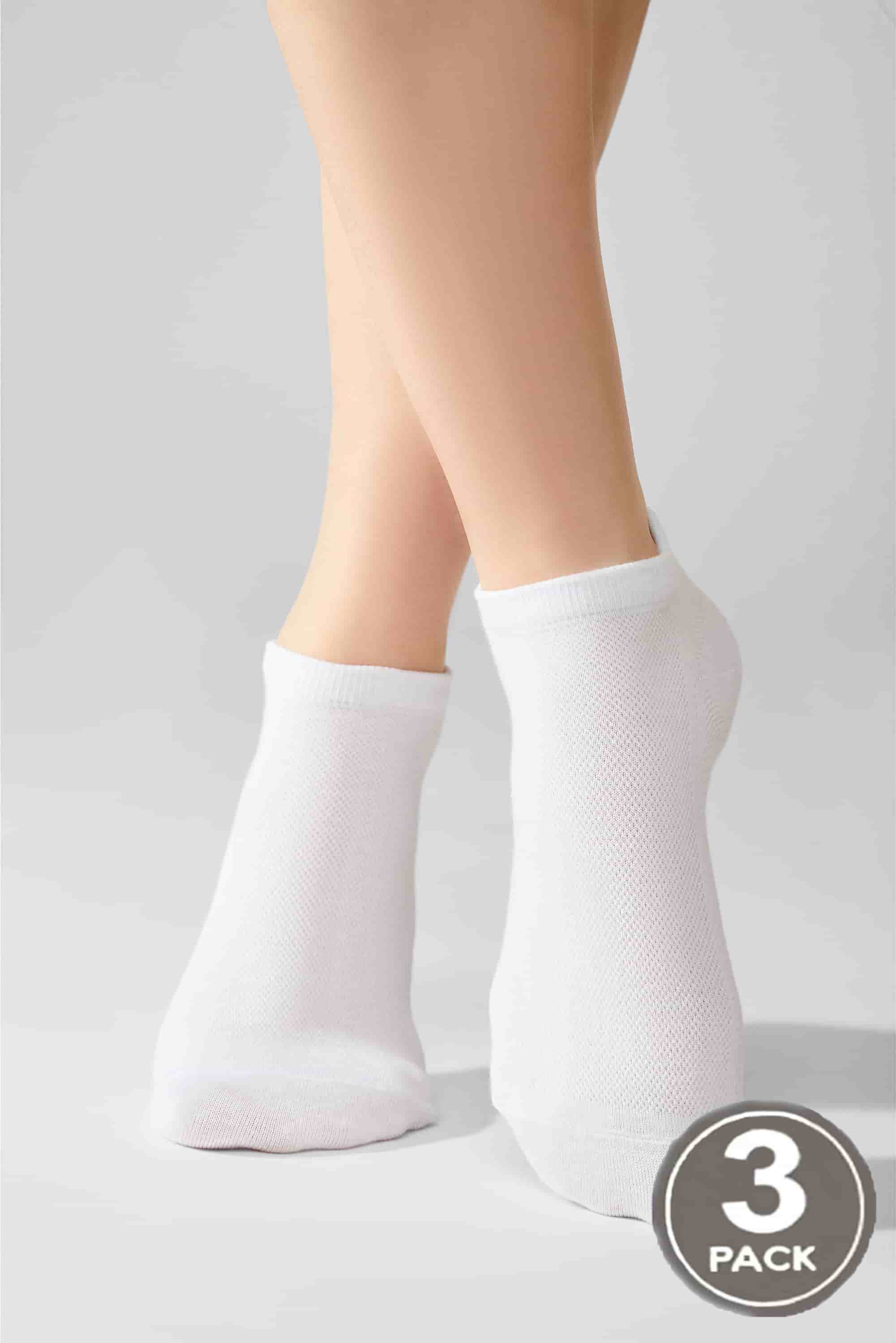 Cotton socks for women Legs 8 Socks cotton mesh low (3 pack) white-image