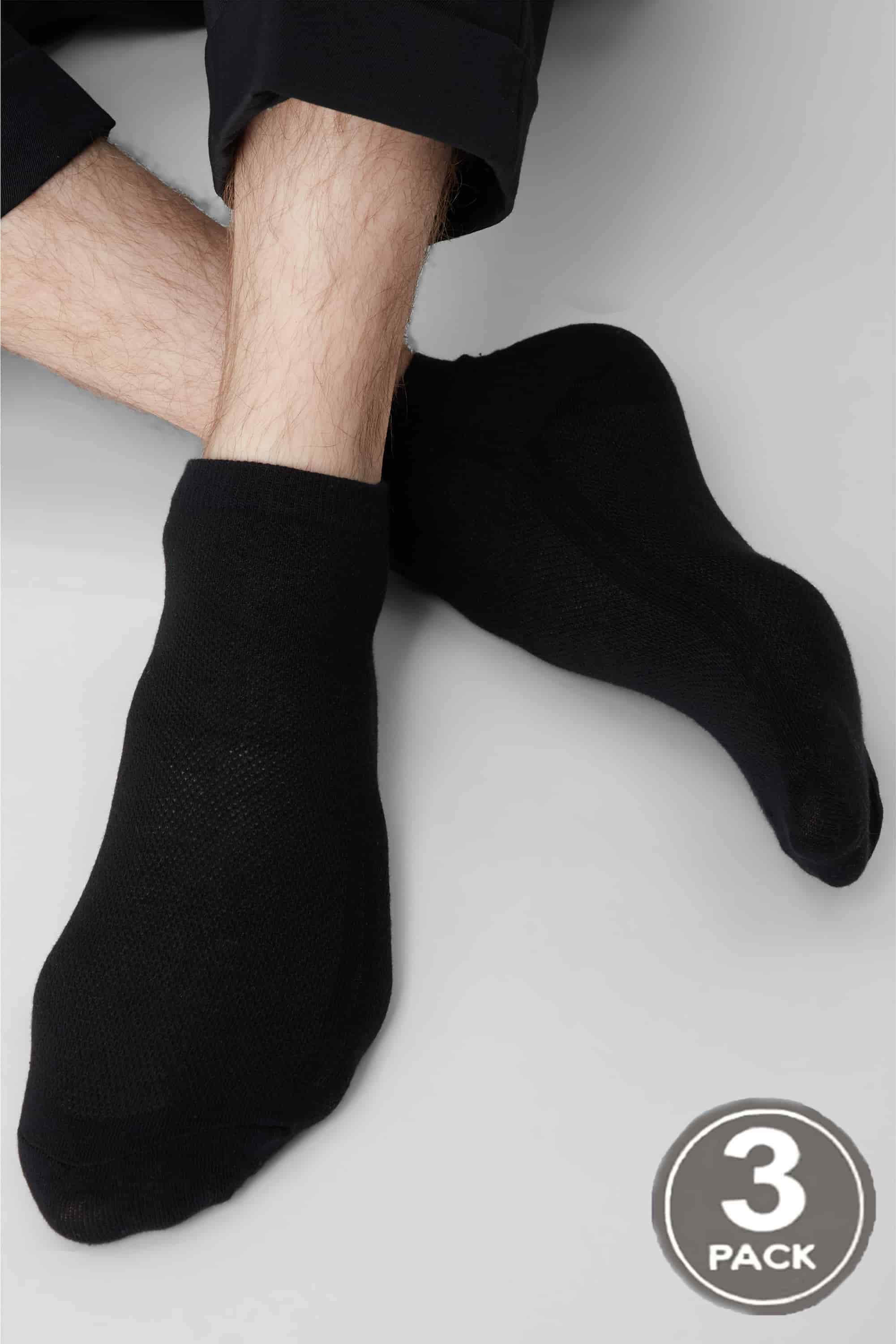Cotton socks for men Legs Socks men cotton mesh low (3 пари) nero-image