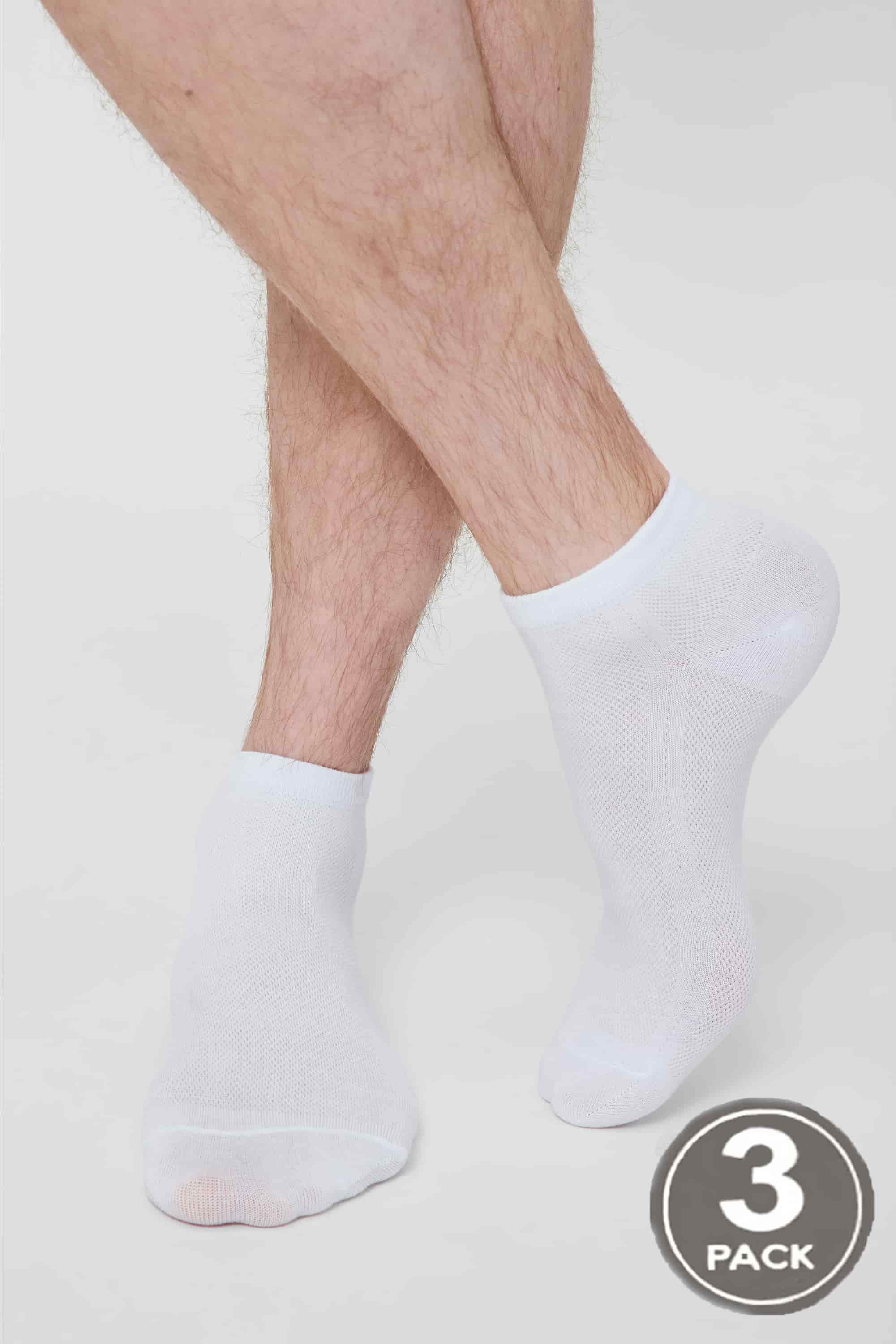 Cotton socks for men Legs Socks men cotton mesh low (3 пари) white-image