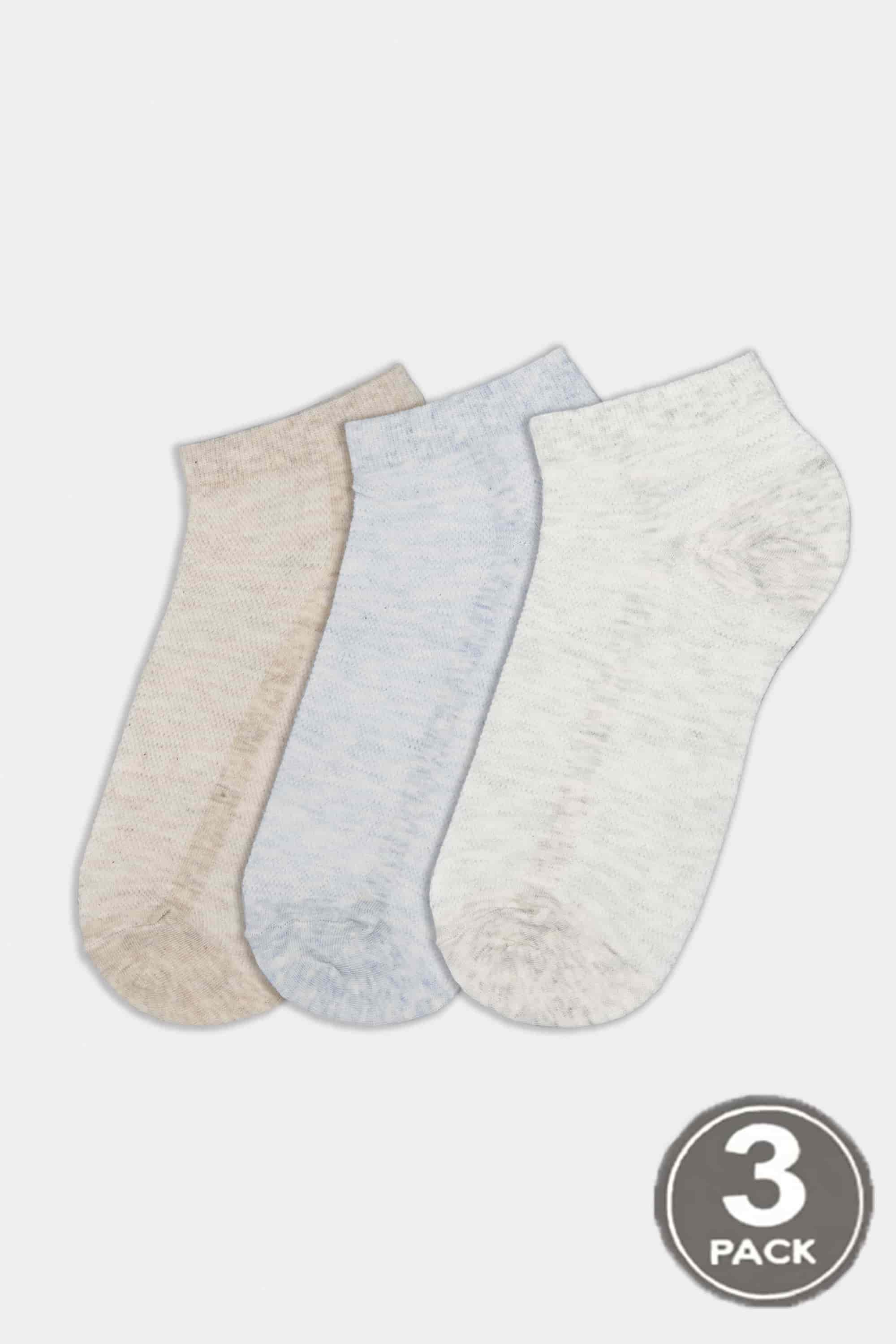 Cotton socks for men Legs Socks men cotton mesh low (3 пари) beige/grey/blue-image