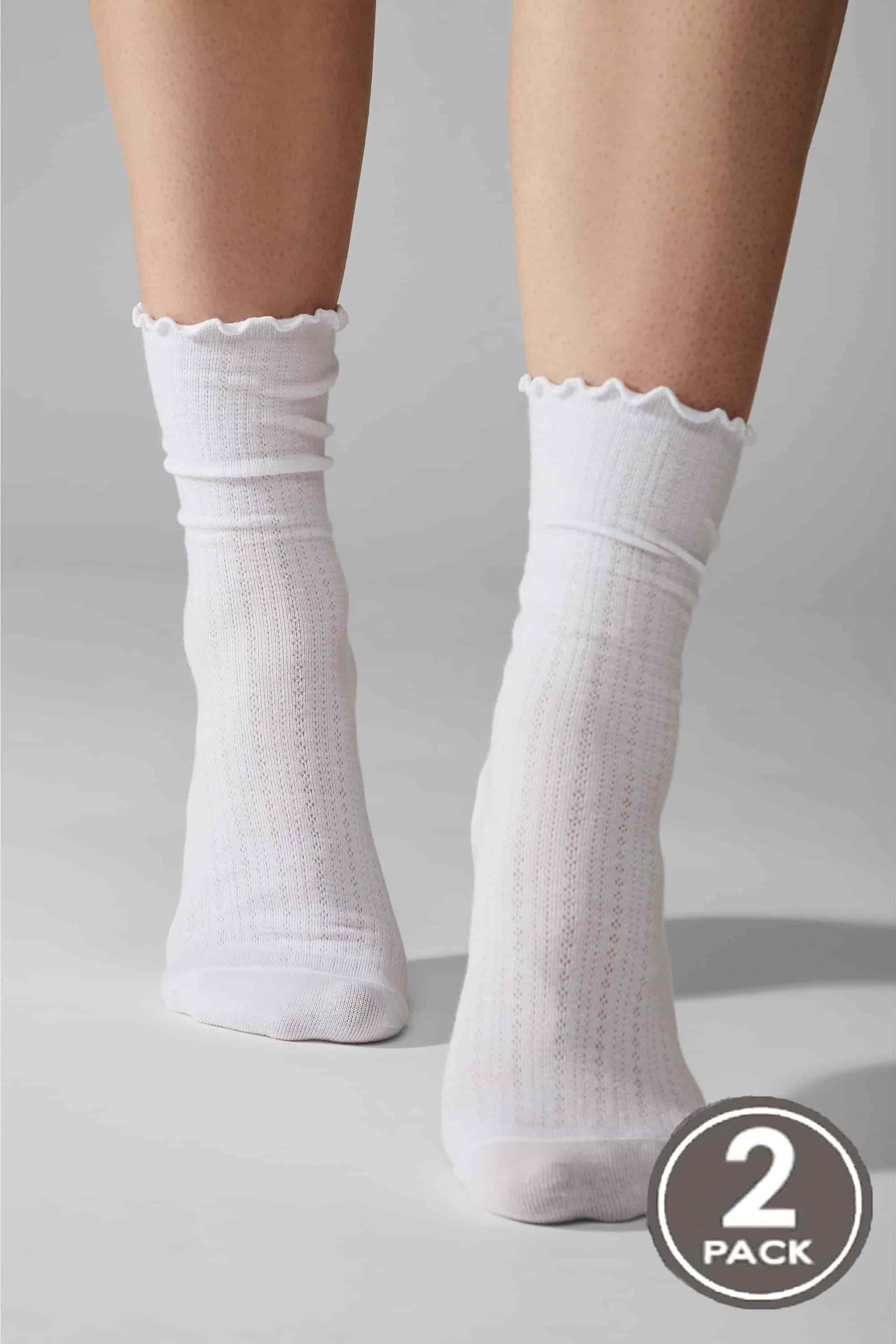 Cotton socks long for women Legs G10 Socks cotton wave  (2 pack) white-image