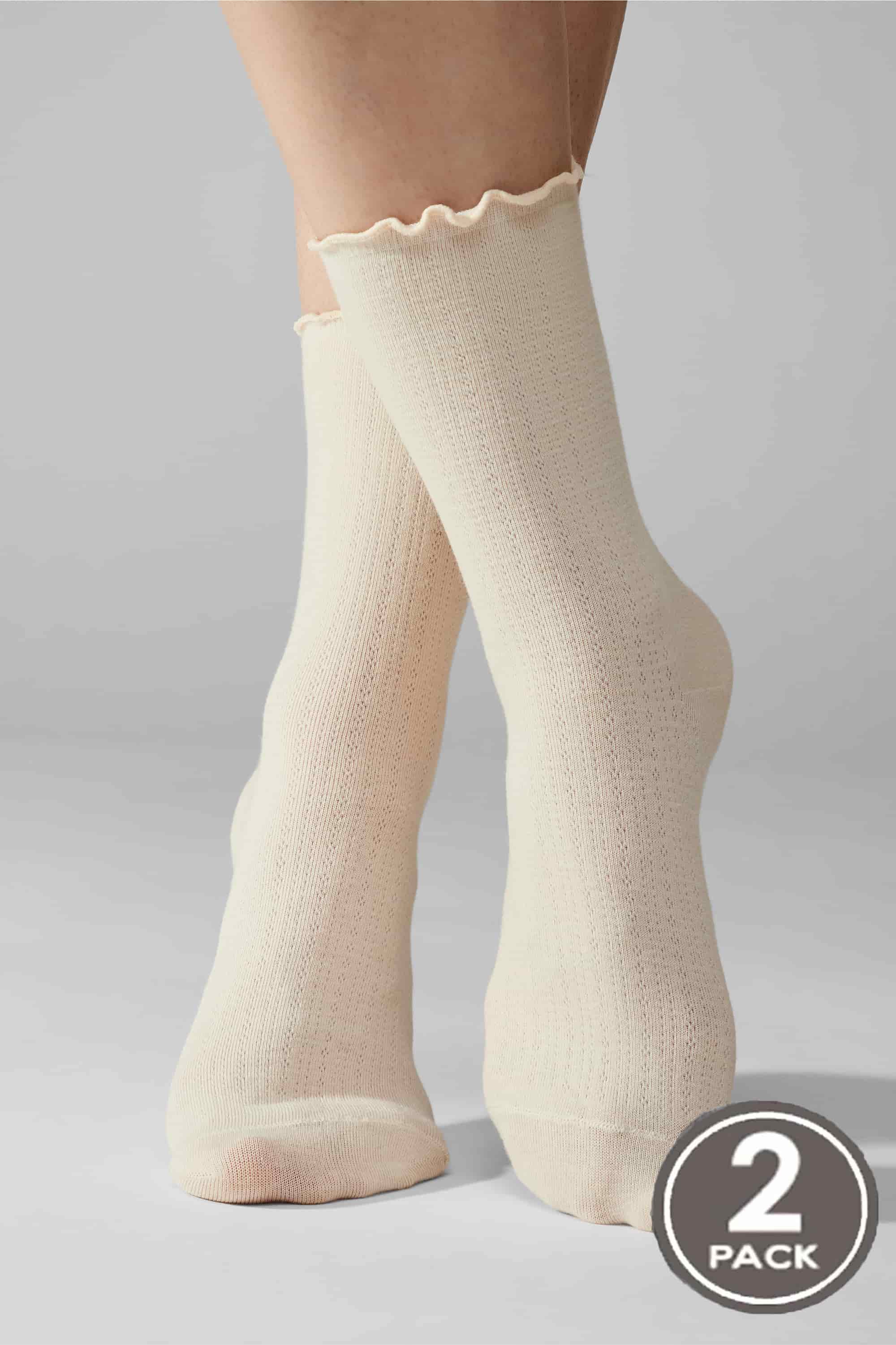 Cotton socks long for women Legs G10 Socks cotton wave  (2 pack) latte-image
